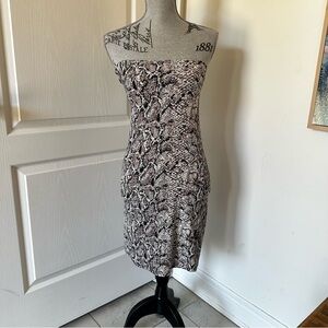 Snake Print Strapless Bodycon Dress Size S/P